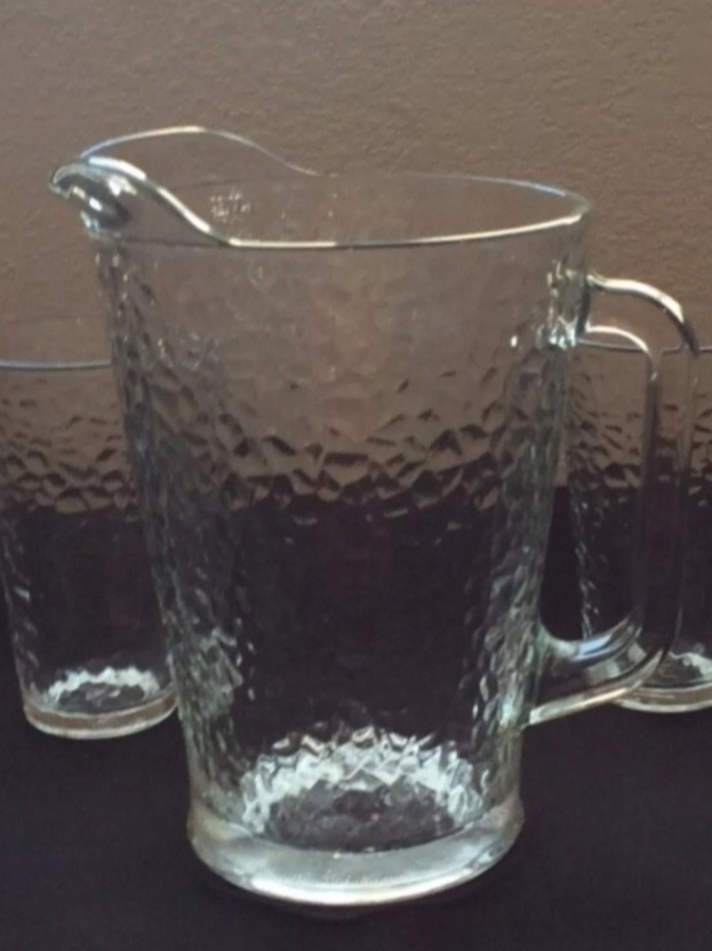 Clear Glass Pitcher - 4 Full/ 4